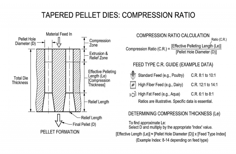 Tapered Pellet Dies: Compression Ratio