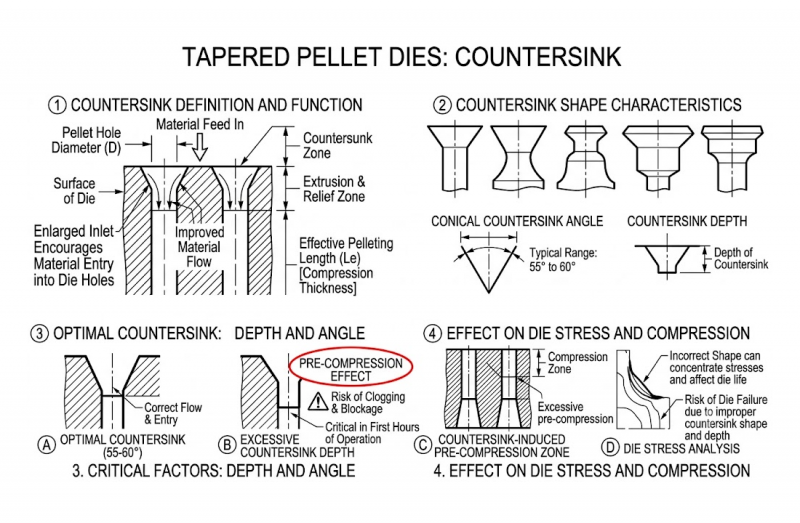 Tapered Pellet Dies: Countersink