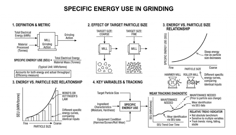Specific Energy Use in Grinding